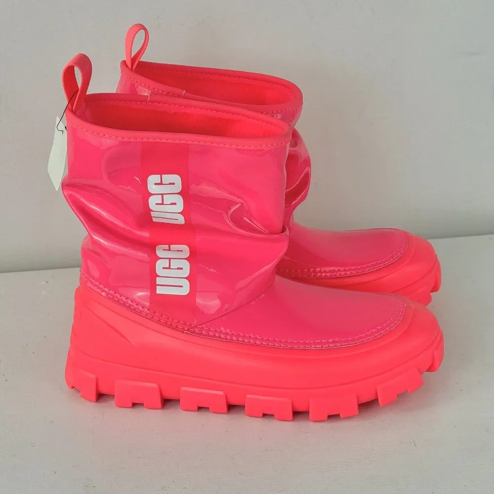 Youth Size 4 - UGG Classic BRELLAH MINI Rain/Winter Girls Boots - Super Coral